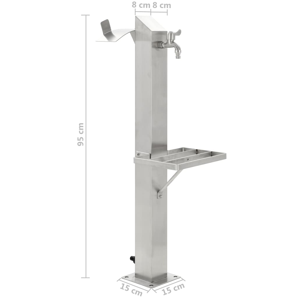 Garden Water Column Stainless Steel Square 95 cm - HAUSSLYON