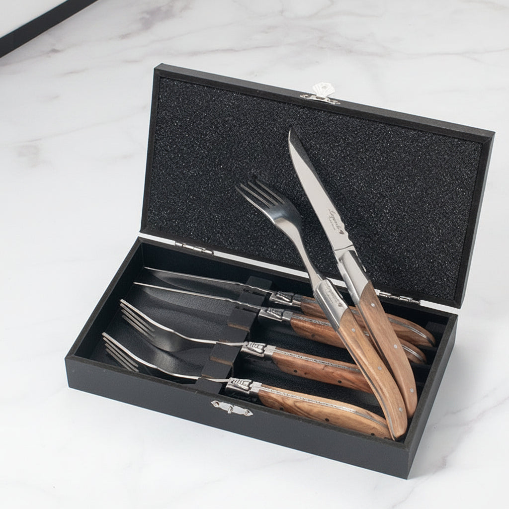 Western Tableware Rosewood Wooden Handle Knife And Fork - HAUSSLYON
