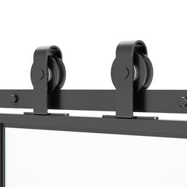 Porte coulissante en verre de 36x84 pouces de la marque AOSOM, avec cadre en aluminium, vue de face.
