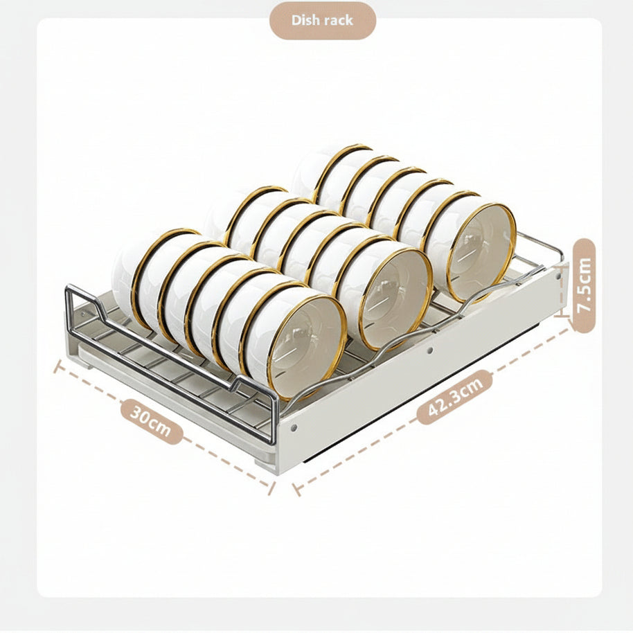 Étagère de rangement coulissante VidaXL pour armoires de cuisine, avec plusieurs niveaux en acier chromé.