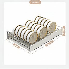 Étagère de rangement coulissante VidaXL pour armoires de cuisine, avec plusieurs niveaux en acier chromé.