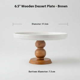 Plateau à dessert en bois et porcelaine VidaXL, design élégant avec surface en bois et bord en porcelaine blanche.