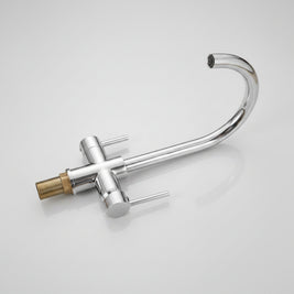 Robinet de cuisine RENFAN Laval en acier inoxydable avec levier, vue de face, installation moderne et élégant.