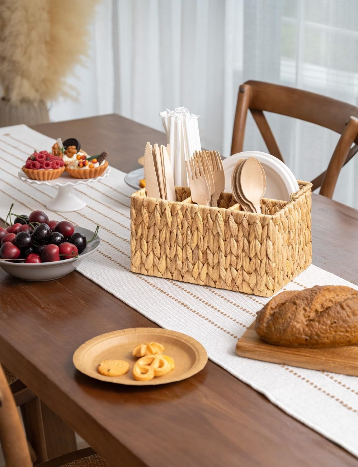 Panier de rangement portable pour ustensiles RENFAN Antalaho, en tissu léger avec poignée pour organiser la cuisine.