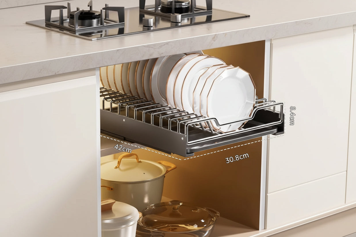 Rangement pour vaisselle coulissant Windsor de VidaXL avec étagères en bois et cadre métallique, design pratique et moderne