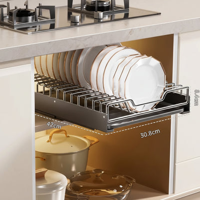 Rangement pour vaisselle coulissant Windsor de VidaXL avec étagères en bois et cadre métallique, design pratique et moderne
