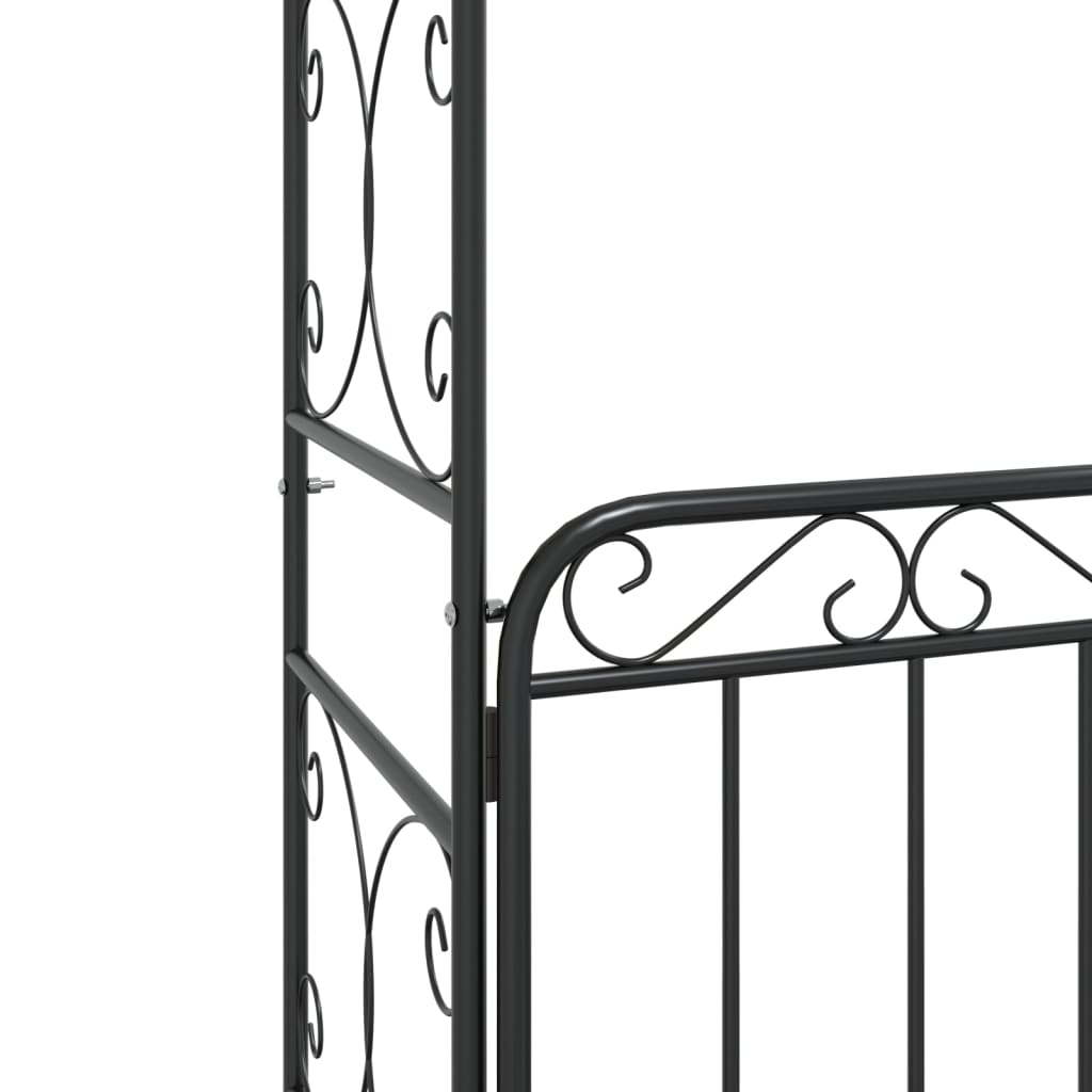 Garden Arch with Gate Black 108x45x235 cm Steel - HAUSSLYON