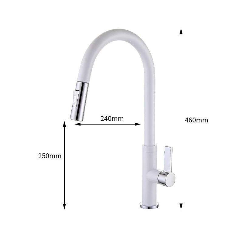 All-copper Hot-and-cold Pull-down Kitchen Faucet For The Sink - HAUSSLYON