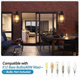 26H 1ps Modern Outdoor Wall Lanterns With Black Metal Frame And Clear Glass, 4 E12 Bulb Socket, Weatherproof Wall Sconces For Porch, Garden, Patio No Bulbs - HAUSSLYON