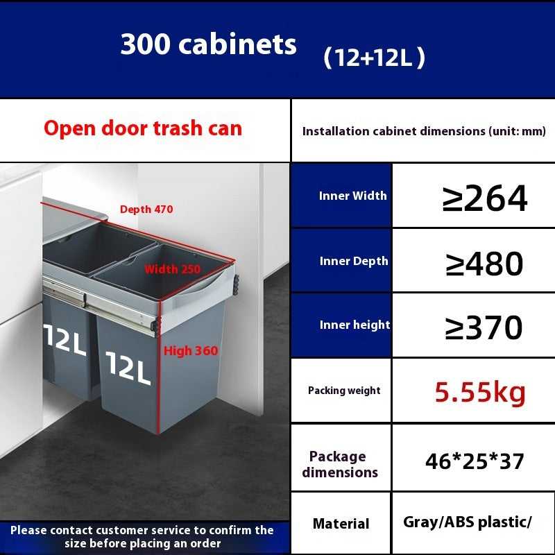 Cabinet Embedded Trash Can Hidden With Lid - HAUSSLYON