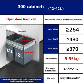 Cabinet Embedded Trash Can Hidden With Lid - HAUSSLYON