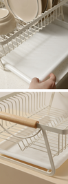 Égouttoir VidaXL Ihwa, en acier inoxydable avec compartiments pour assiettes et couverts, design moderne et fonctionnel.