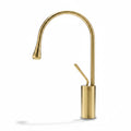 Water Drop Faucet All Copper Brushed Gold Above Counter Basin - HAUSSLYON