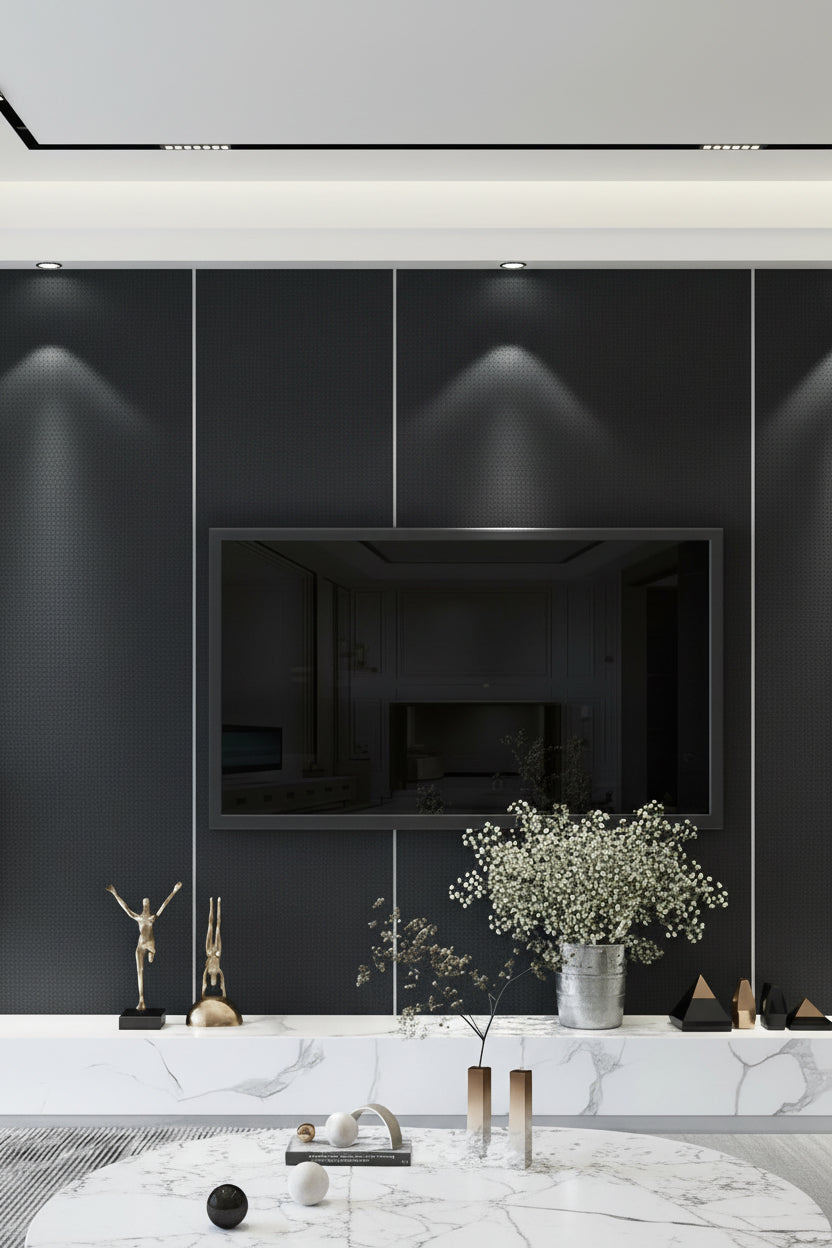 Self-adhesive Wall Covering Thickened Linen Texture Bedroom Headboard Wallpaper - HAUSSLYON