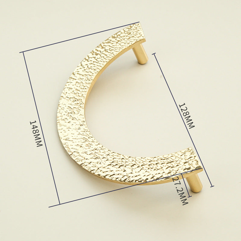 Hammered Finish Semi-Circular Brass Cabinet Door Handle Kitchen Drawer Pull - HAUSSLYON