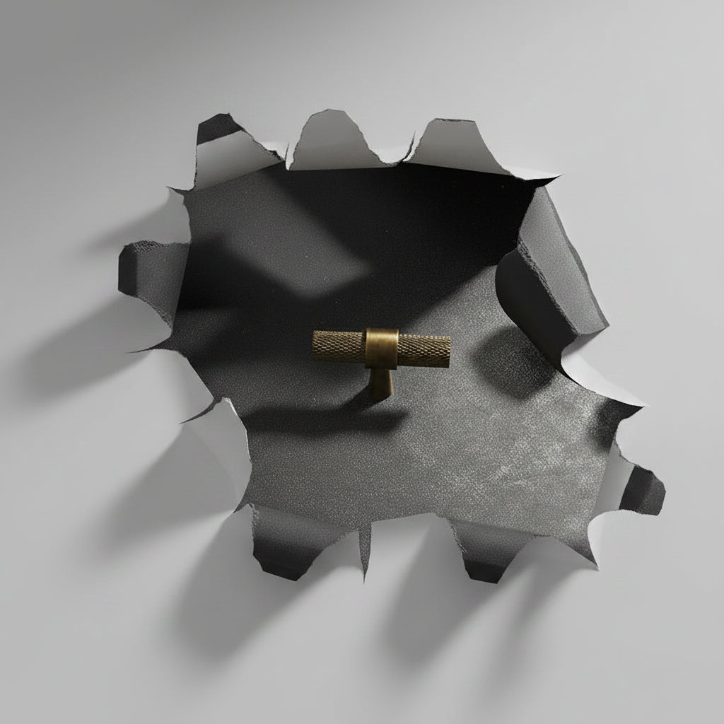 Bouton d'armoire RENFAN Rillieux, finition simple, en métal, montrant la face avec la poignée ronde et le mécanisme de fixation