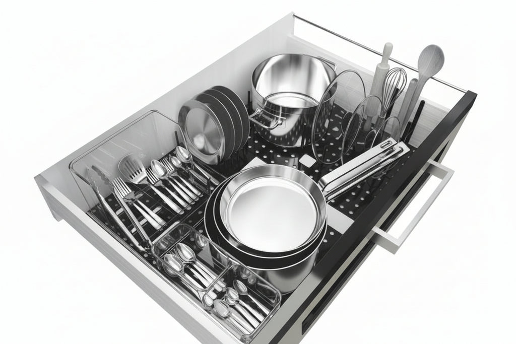 Kitchen Drawer Non Slip Partition Bowl Dish Storage Drain Rack - HAUSSLYON