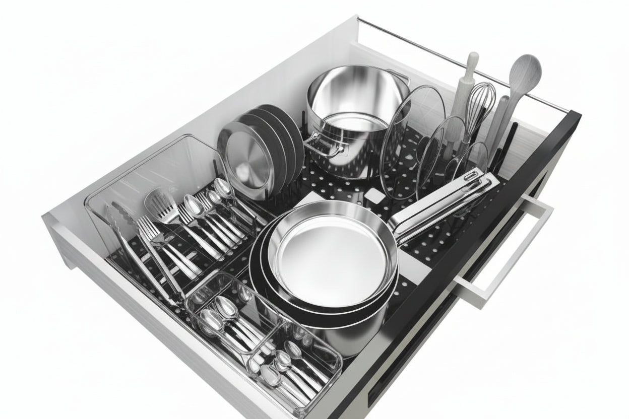 Kitchen Drawer Non Slip Partition Bowl Dish Storage Drain Rack - HAUSSLYON