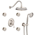 Single-Handle 4-Spray Patterns Bathroom Rain Shower Faucet With Body Jet Handshower In Brushed Nickel  Valve Included - HAUSSLYON