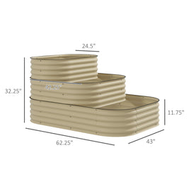 3-Tier Raised Garden Bed Set w/ Safety Edging, Open Bottom for Vegetables, Herbs, Flowers, 62.25