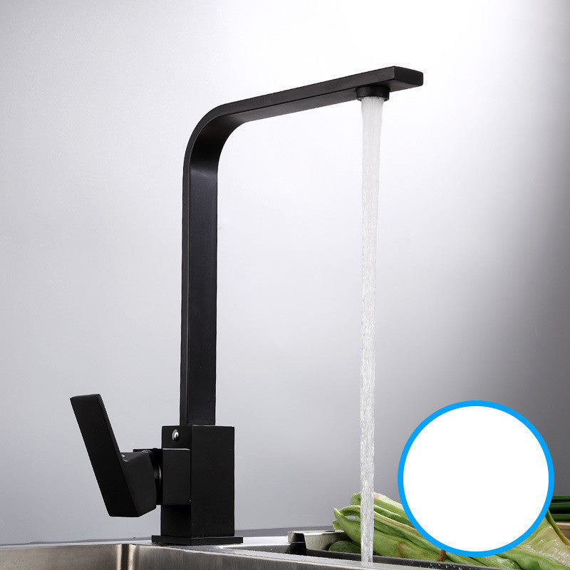 Black paint seven-character square kitchen faucet - HAUSSLYON