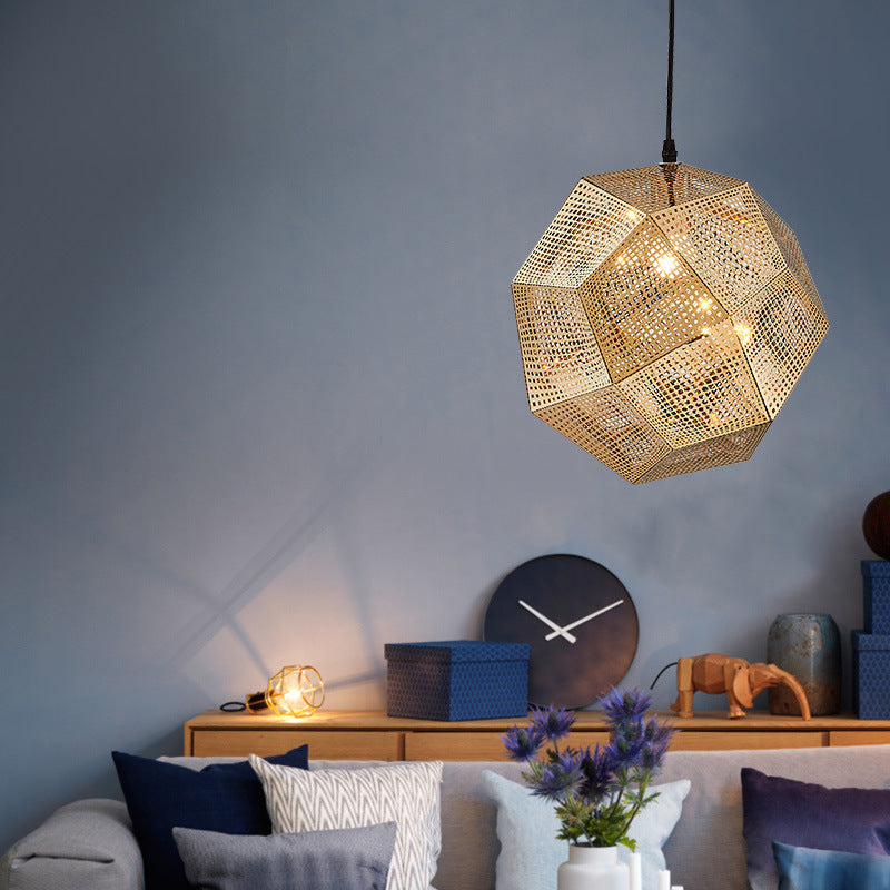 Pendant Modern Simple Grid Light Shadow Polyhedral Ball - HAUSSLYON