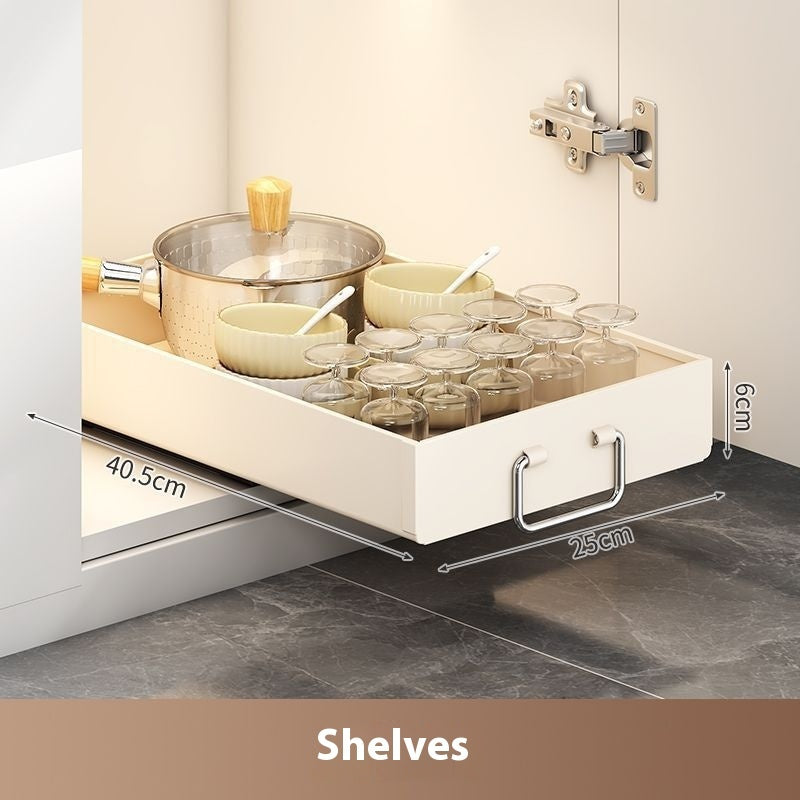 Kitchen Household Bowl Plate Plate Storage Rack Cabinet Built-in Drawer Draining Basket Bowl Rack - HAUSSLYON