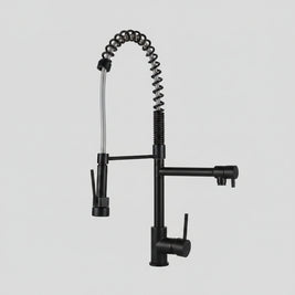 Robinet extractible VidaXL en acier inoxydable avec poignée rotative, pour évier de cuisine.