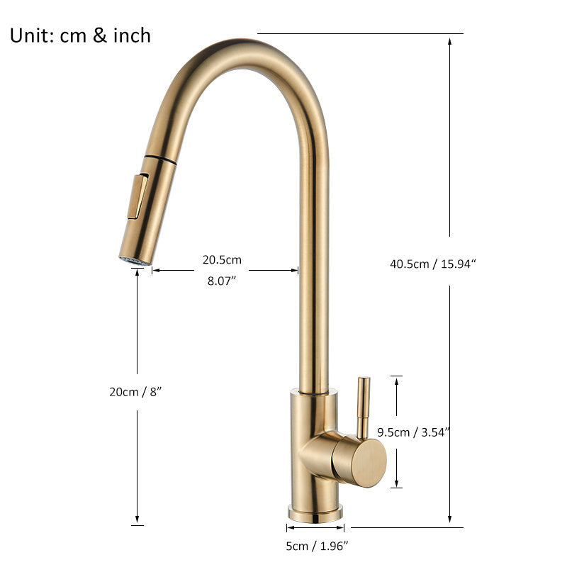 Full copper pull-out rotatable kitchen faucet - HAUSSLYON
