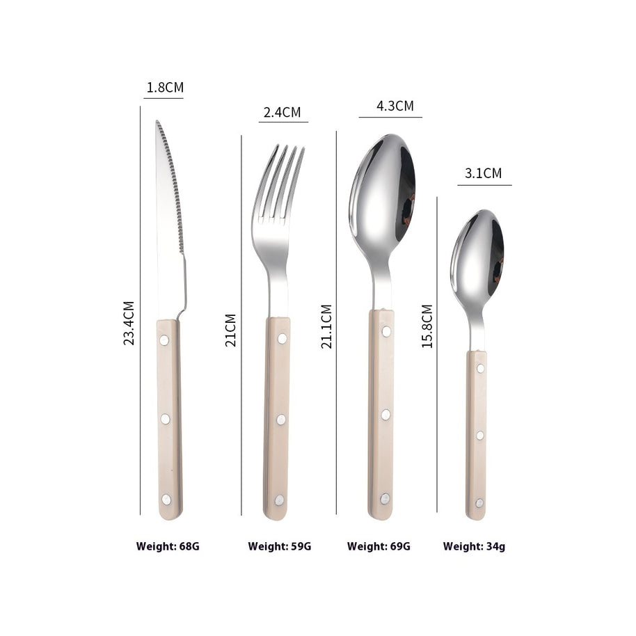 Quatre couverts Hauslyon Bamenda en acier inoxydable, design élégant et moderne pour la cuisine et la table.