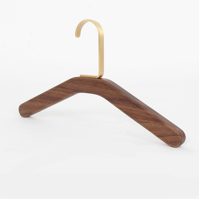 Black Walnut Solid Wood Brass Clothes Support Non-Slip Coat Hanger - HAUSSLYON