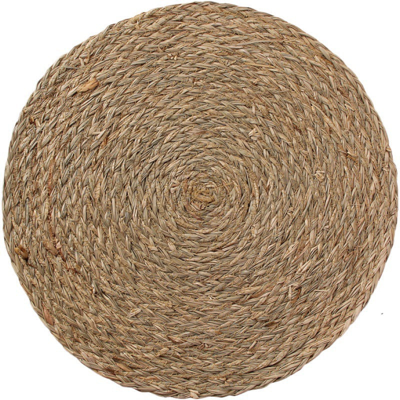 Japanese-Style Natural Aquatic Corn Husk Hand-Woven Placemats, Potholders, Round Western Food Coasters, Household Supplies - HAUSSLYON