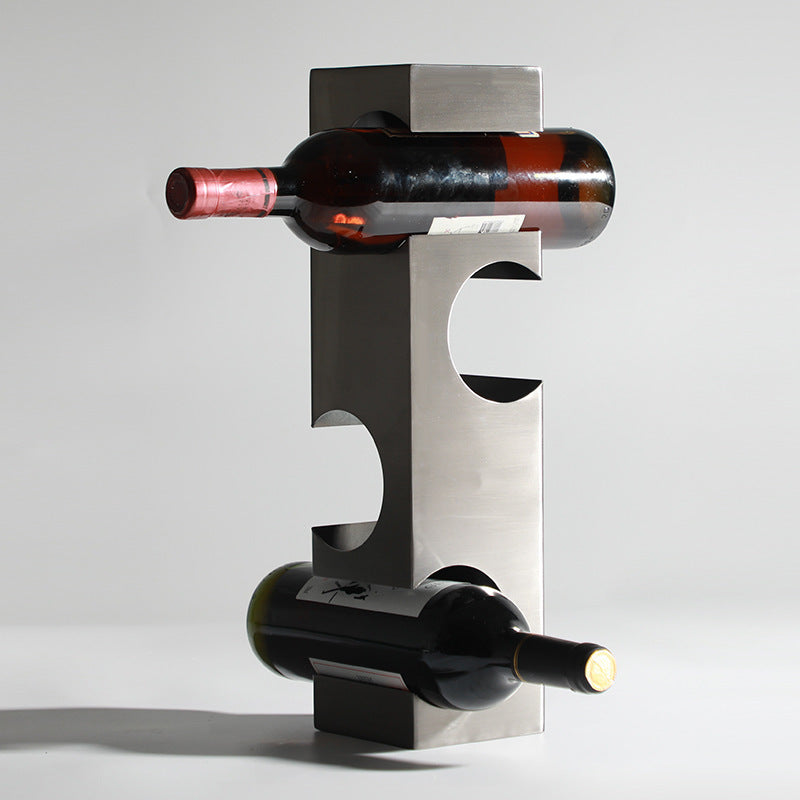 Wine Rack Storage Decoration Decoration Soft Decoration Model Room Bar Counter Wrought Iron Wine Rack Decoration - HAUSSLYON