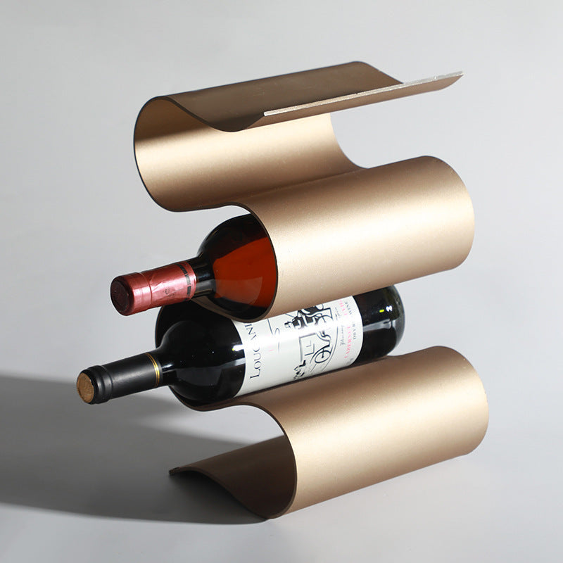 Wine Rack Storage Decoration Decoration Soft Decoration Model Room Bar Counter Wrought Iron Wine Rack Decoration - HAUSSLYON