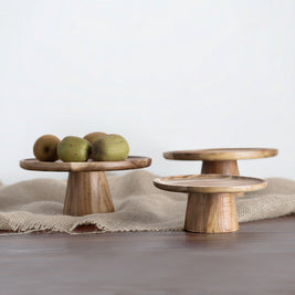 Plateau à gâteau en bois VidaXL, élégant et robuste, idéal pour présentation de desserts et pâtisseries.