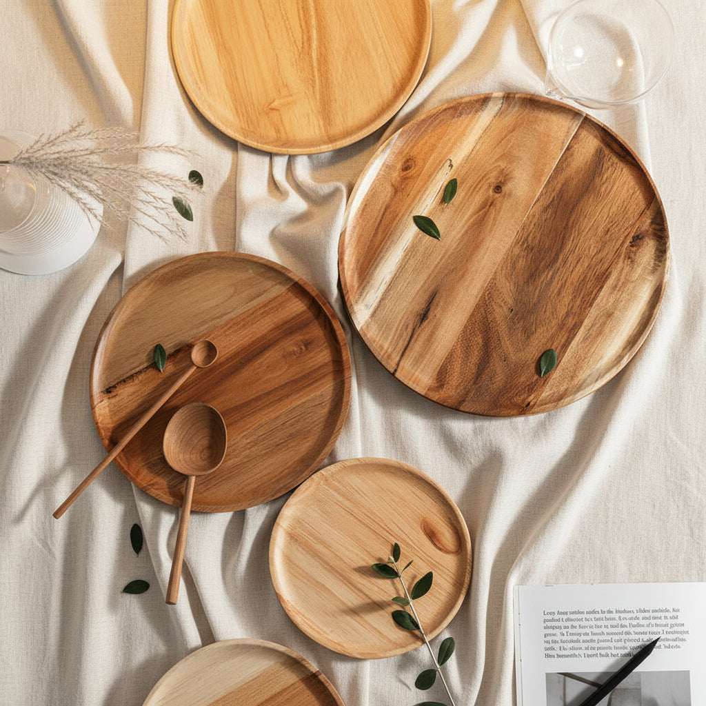 Japanese Style Oak Acacia Wooden Tray - HAUSSLYON