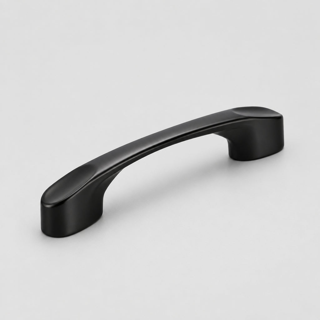 Poignée de porte de placard noire VidaXL pour cuisine américaine, poignée moderne en métal visible sur l'image.
