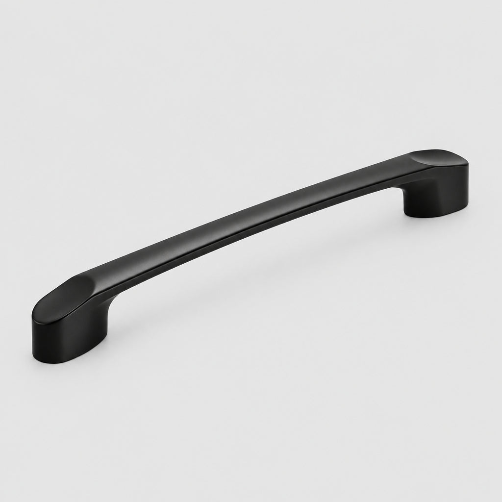 Poignée de porte de placard noire pour cuisine américaine, marque VidaXL, visible sur la porte de placard dans la cuisine.