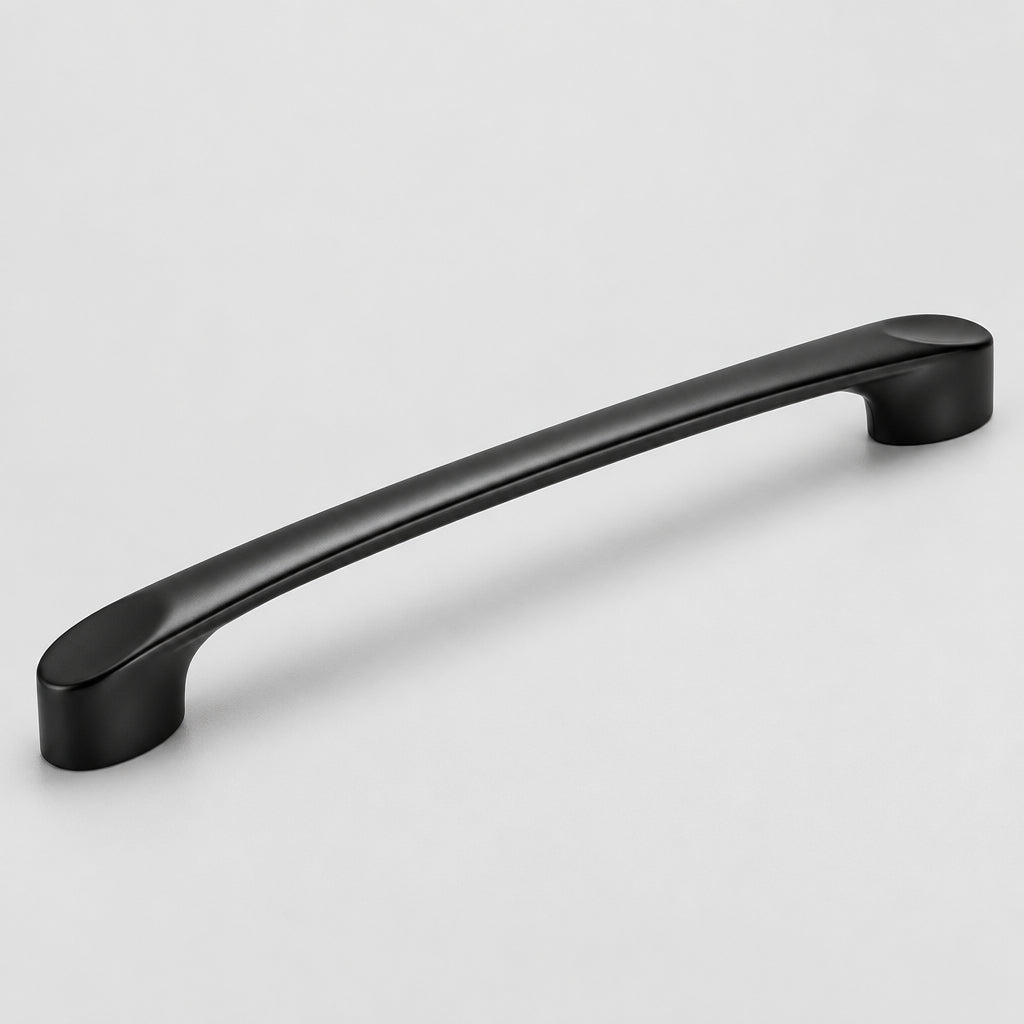 Poignée de porte de placard noire pour cuisine américaine, marque VidaXL, visible sur la porte de placard dans une cuisine moderne
