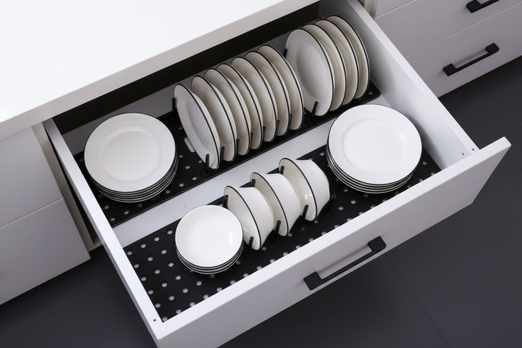 Kitchen Drawer Non Slip Partition Bowl Dish Storage Drain Rack - HAUSSLYON
