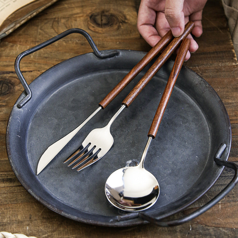 Couverts en bois de rose VidaXL, couteaux, fourchettes et cuillères en bois élégant, pour service de table sophistiqué