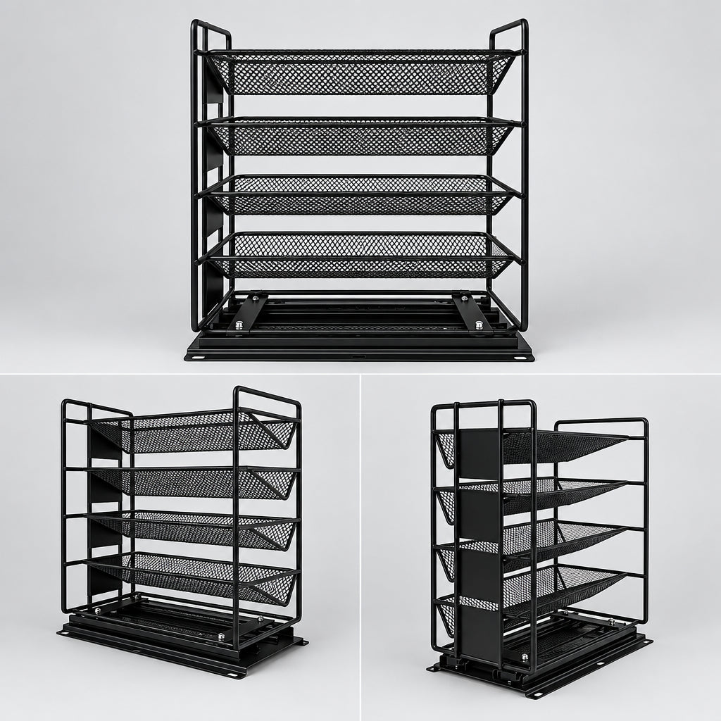Étagère de rangement coulissante en métal pour épices de la marque HAUSSLYON, avec plusieurs compartiments pour épices.