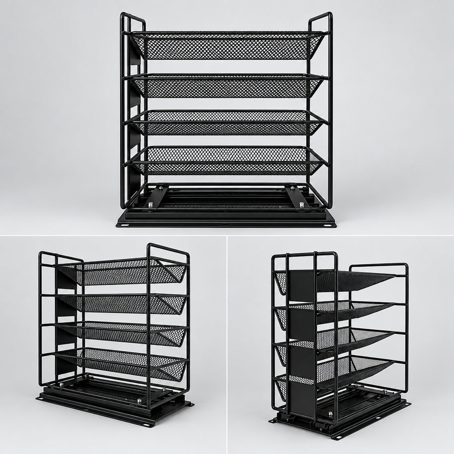 Étagère de rangement coulissante en métal pour épices de la marque HAUSSLYON, avec plusieurs compartiments pour épices.