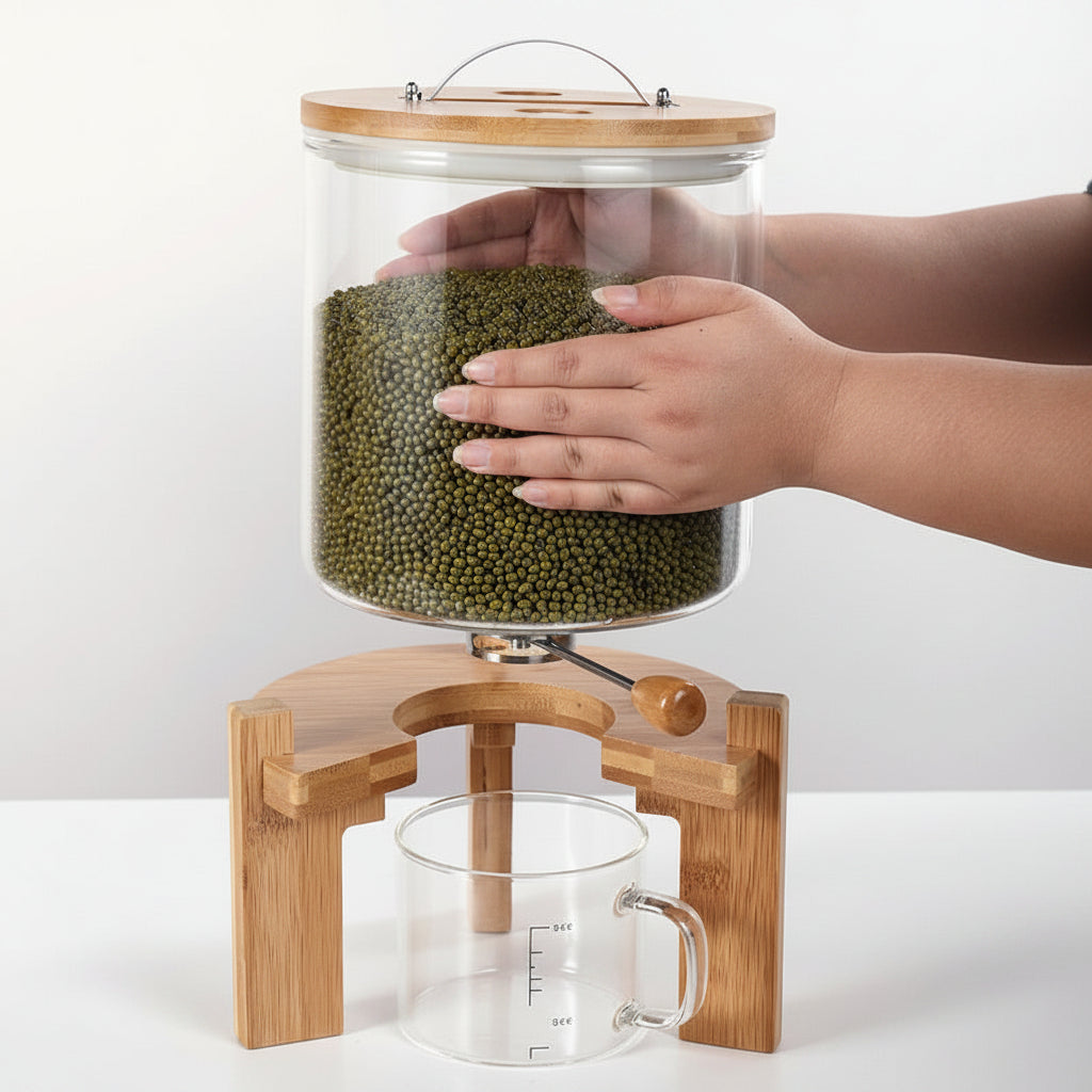 High Borosilicate Glass Measuring Rice Bucket Large Moisture-proof Insect-proof - HAUSSLYON