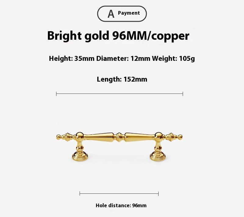 Bright Gold Wardrobe Drawer Cabinet Copper Handle - HAUSSLYON