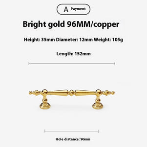 Bright Gold Wardrobe Drawer Cabinet Copper Handle - HAUSSLYON