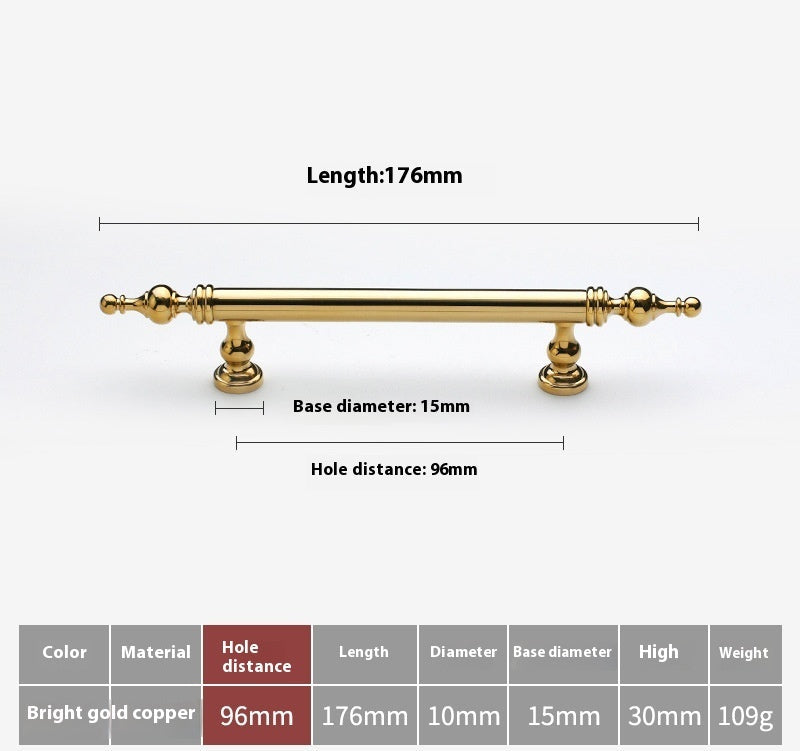 Bright Gold Wardrobe Drawer Cabinet Copper Handle - HAUSSLYON