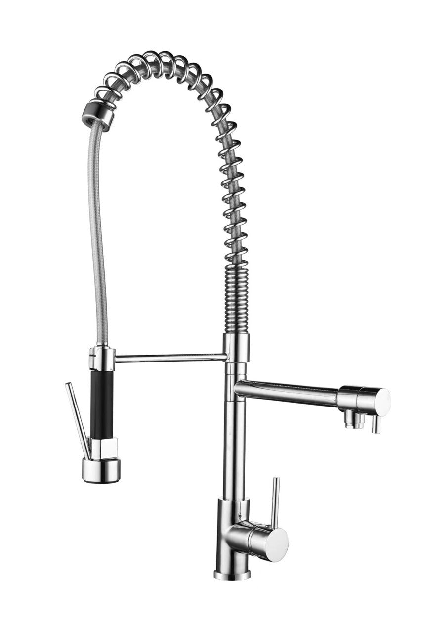 Robinet de cuisine extractible VidaXL avec douchette, en acier inoxydable, pour évier moderne et pratique.