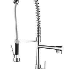 Robinet de cuisine extractible VidaXL avec douchette, en acier inoxydable, pour évier moderne et pratique.