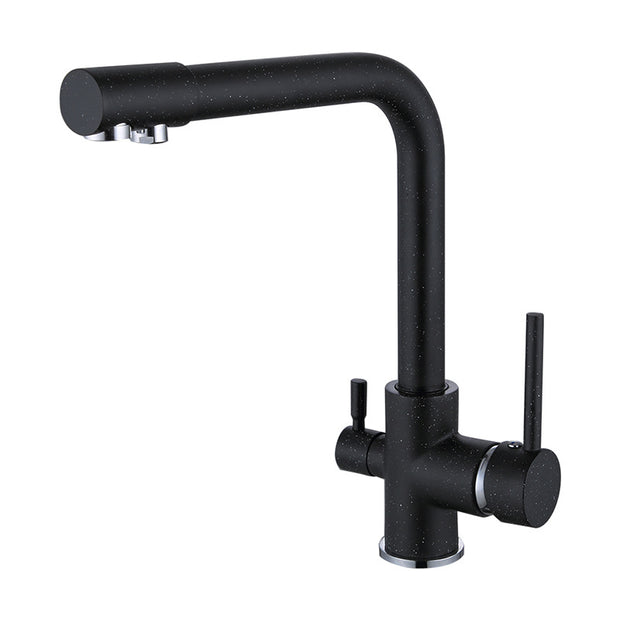 Robinet de cuisine VidaXL Chandler II en laiton avec poignée moderne, installé dans une cuisine contemporaine.